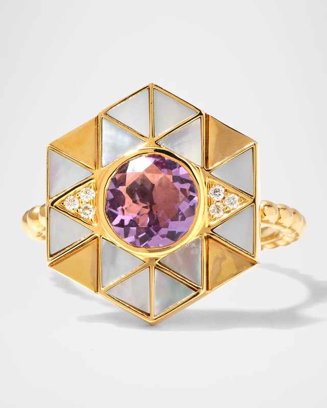 18k Tanzanite Lapis Diamond Evil Eye Ring